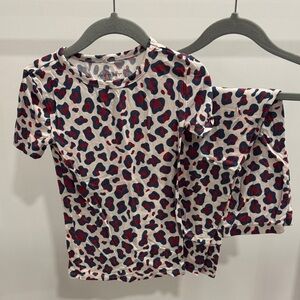 Posh Peanut Red and Blue Leopard Print Pajama Set